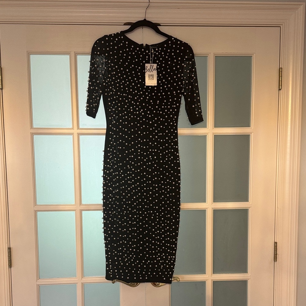 Bella Barnett Pearl Midi Dress with Elbow Sleeves